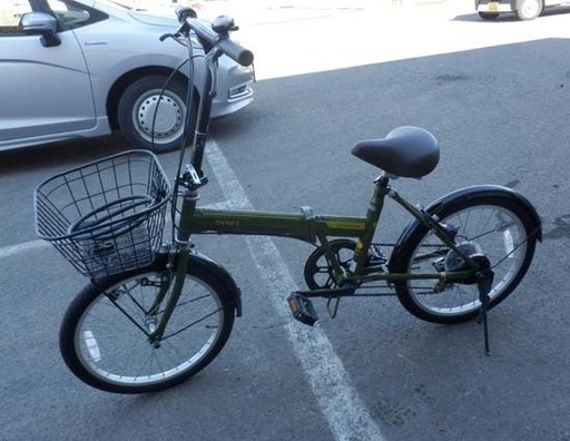 折りたたみ自転車 20インチ ASAHI あさひ 6段切替 カゴ 鍵 ライト グリーン 可愛い おしゃれ おりたたみ 折り畳み コンパクト ペイペイ対応 札幌市西区西野