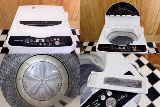 配達込み　全自動洗濯機　SHARP　ES-G45RC-W 2016年製　4.5kg　ブラック　単身　新生活　洗濯　住まい