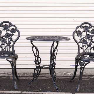 アルミ鋳物 ガーデンテーブル＆チェア×2 3点セット