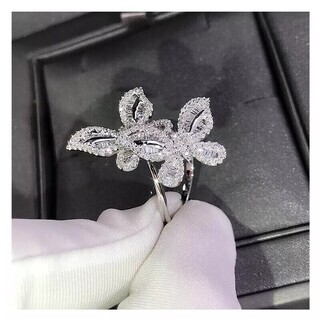 バタフライクリスタルジョイントナックルシルバーリングの画像