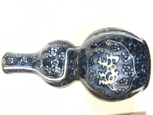 值下！旧家藏出 京焼 加藤利昌作 人気作家 名工 骨董？福寿青華 祥瑞水鳥写し鎬【しのぎ】手 瓢形　徳利 盃 6点揃