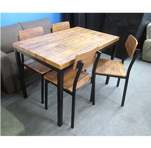 札幌【男前系 無骨な雰囲気 4人掛けダイニングセット】幅110cm インダストリアル ダメージ風 ダイニング5点セット ダイニングテーブルセット 本郷通店