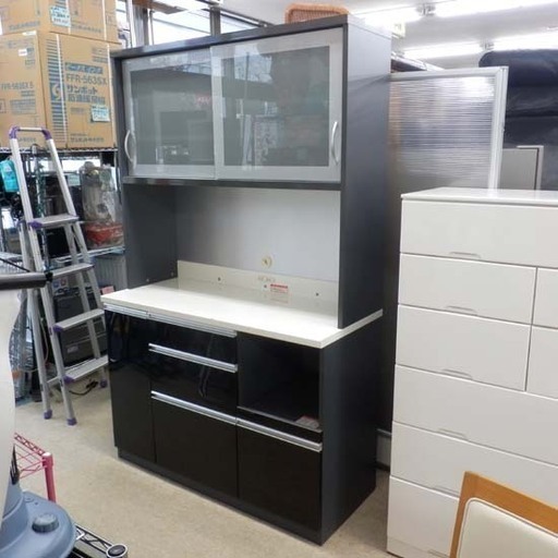 レンジボード ダークブラウン 幅120cm 高橋木工所 レンジ台 キッチンボード 食器棚 120×51×195.5cm ペイペイ対応 札幌市西区西野