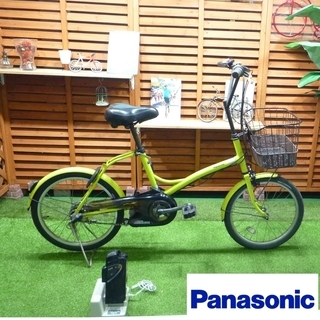 電動自転車 パナソニック 20インチ 新基準 シュガードロップ ミニベロ スペアキー2本付 小径車 中古 Panasonic Sugar Drop 黄