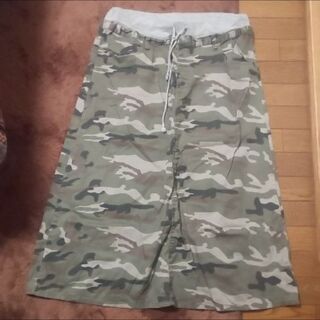 ロングスカート 迷彩 ウエストゴム