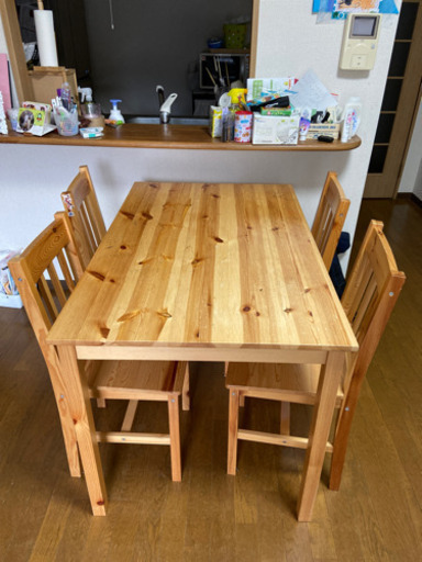 テーブル、椅子4脚セット
