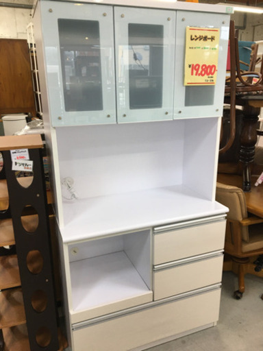 ●販売終了●レンジボード　キッチンボード　カップボード　ホワイト　中古品