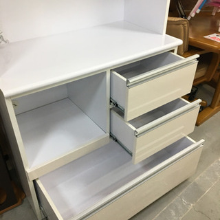 ○販売終了○レンジボード キッチンボード カップボード ホワイト 中古品