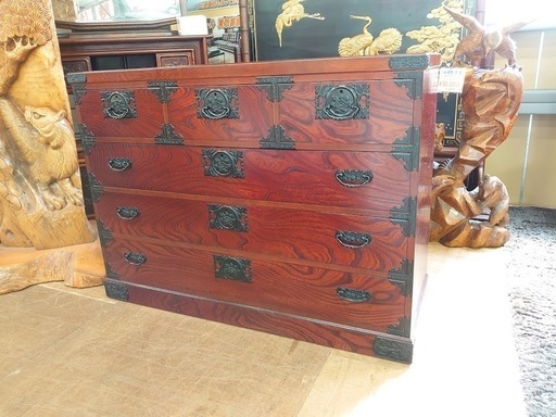 【店舗同時販売中】飛鳥工芸　欅箪笥　小引出付4段