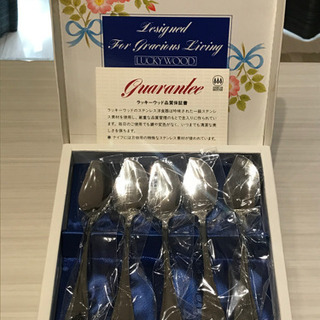 【新品未使用】ラッキーウッド　ケーキスプーン　5本