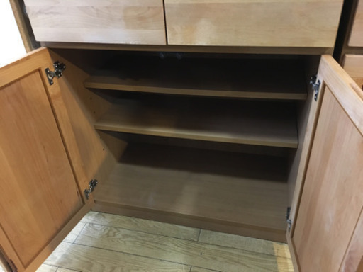 大川家具 隈木工所 2面食器棚 北欧デザイン アルダー材 天然木