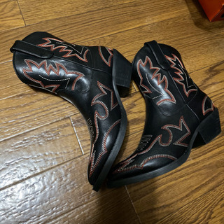 譲　無料　新品 マウジー ウエスタンブーツ S ブラック MOUSSYの画像