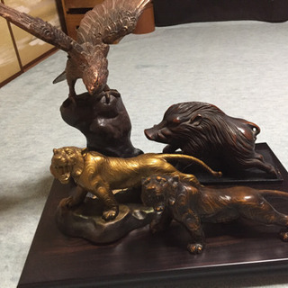 鷹 猪 虎 置物 骨董品