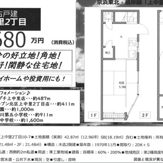 東京都北区上中里格安戸建（再建築可）
