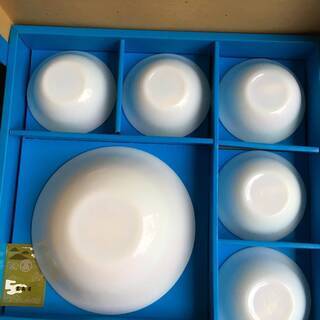 新品　未使用　オーロラカラー オープンウェア 耐熱ガラス サラダセット お皿 ボウル ボールの画像