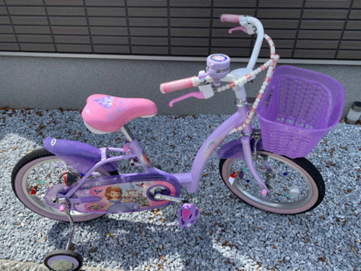 【引き渡し決定】プリンセスソフィア　自転車(補助輪付)とヘルメットのセット
