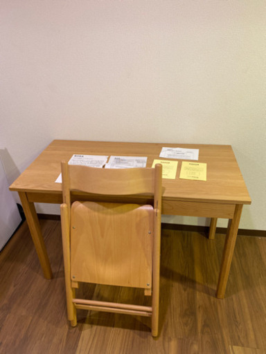 【成約済み】無印良品 無垢材デスク オーク材 ブナ材折りたたみチェア セット
