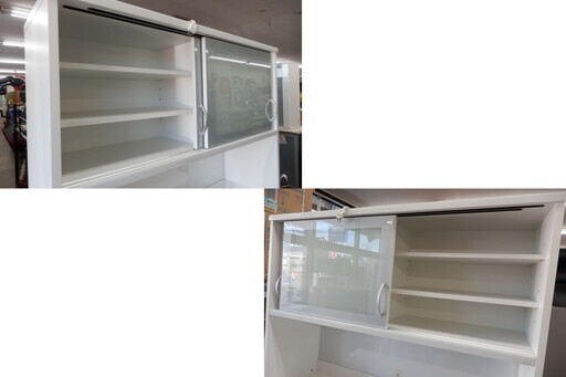 レンジボード 幅120cm×奥行50cm×高さ200cm 高橋木工 食器棚 大型レンジボード キッチン収納 スライド棚 引き出し収納 キッチン家具 鏡面 引き戸 レンジ台 キッチンボード ペイペイ対応 札幌市西区西野