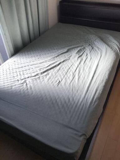 【大塚家具】セミダブルベッド＆マットレスセット（収納棚・シェルフ付）