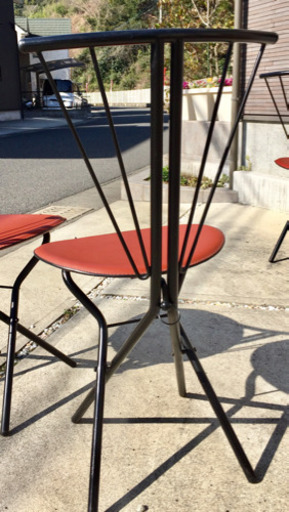 ★ガーデンチェアー座面革張り★4脚