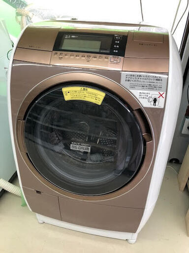 日立 【左開き】11．0kgドラム式洗濯乾燥機 乾燥6.0Kg　2016年　エディオンオリジナル ビッグドラム ディープシャンパン BD-V110E3L 　N　GM030　リサイクルショップ　中古　埼玉県　朝霞　新座　和光市　富士見市　志木 　浦和　大宮