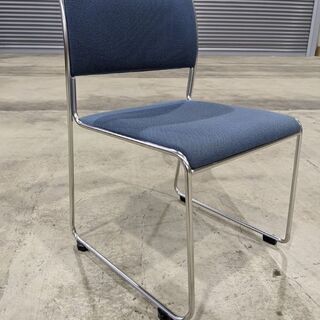 【中古】ノーリツ　会議椅子　青【10脚セット】