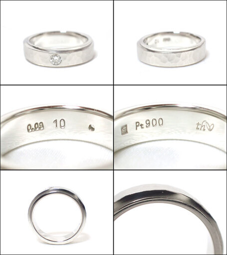 E325 シチズン Pt900 マット 平打 ダイヤ リング 0.09ct  8.8g