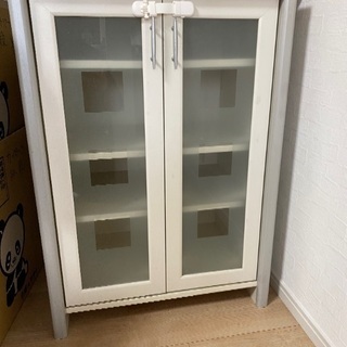 ミニ食器棚　キッチン収納　ホワイト