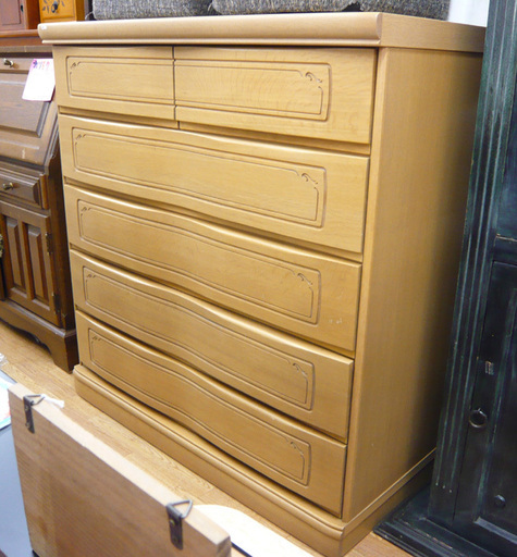 現状特価品！旭川家具 チェスト 5段 幅105 奥行58 高さ110cm 道産材 ナチュラル ライトブラウン 札幌 西岡店