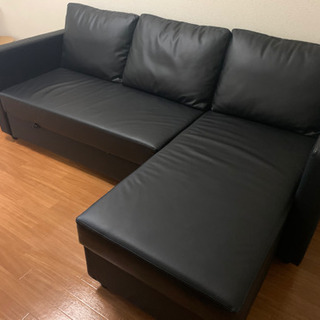 (取引者決定しました)ニトリ　三人がけレザーソファーベッド　ノアークの画像