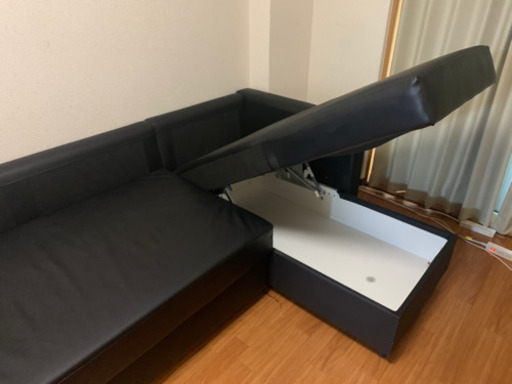 (取引者決定しました)ニトリ　三人がけレザーソファーベッド　ノアーク