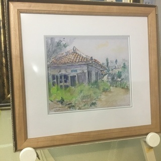 再値下げ‼️　絵画　水彩画　赤瓦屋風景　サイン、日付有り