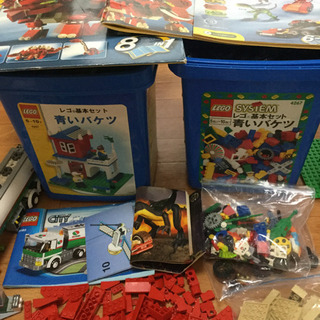 レゴブロック　青いバケツ2種類と恐竜、タンクローリー他の画像