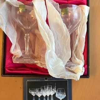保谷クリスタル製ワイングラス2客セット【未使用品】の画像