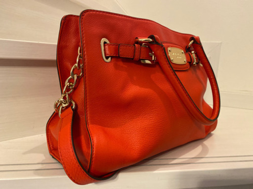 MK バッグ　本革　オレンジ色