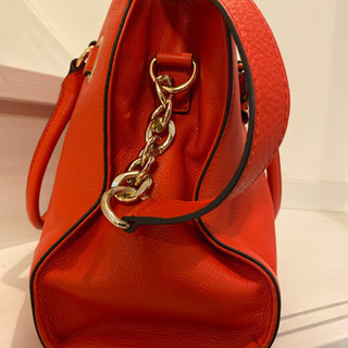 MK バッグ 本革 オレンジ色