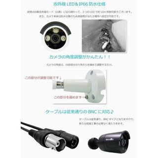 ★値下げ★防犯カメラDVRセット【新品・在庫一掃】カメラ2台　ケーブル10ｍ付　200万画素 HDD 1TB標準搭載　動体感知　防水・赤外線　屋外・暗闇の撮影にも対応　アプリ遠隔対応の画像