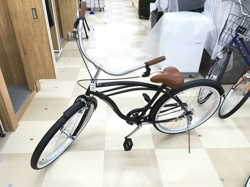 ビーチクルーザー26インチ自転車 マットブラック BC260