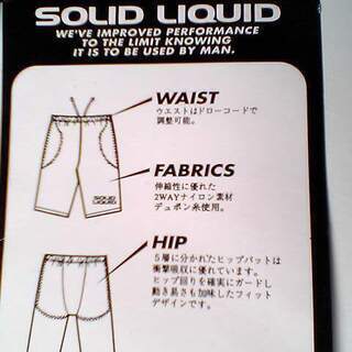 SOLID LIQUID　ソリッドリキッド　サイズ　ML　ナイロン８０％　ライクラ２０％　スノーボード　スキー　黒　パット入り　インナーの画像