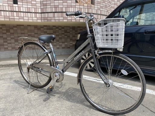 売り切れました！27インチ　サカモトテクノ　シティサイクル　BAA　シルバー　内装５段　前かご、LEDオートライトつき　鹿児島市