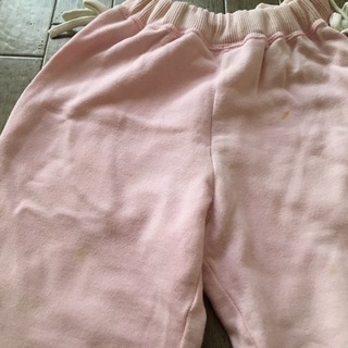 レッスン着などにも最適なベビーピンクのコットンパンツ、120㎝の画像