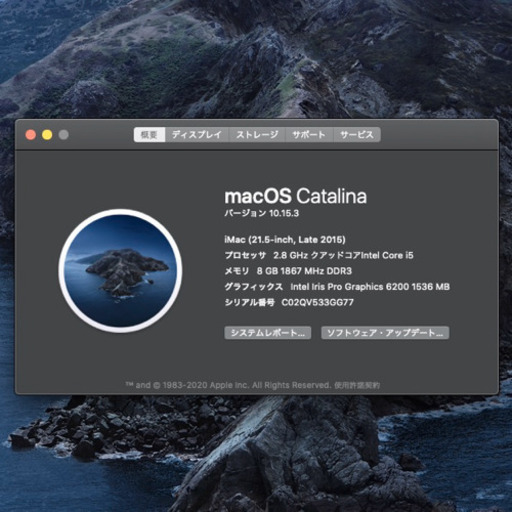 iMac 21.5インチ Late 2015 (MK442J/A)