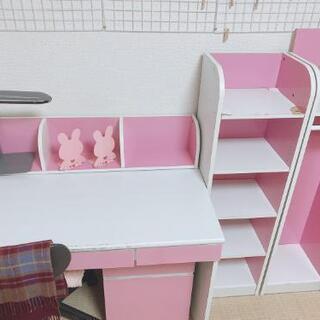 女の子(白地にピンク)勉強机５点セット