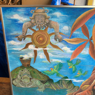 アクリル画　題名　マヤの精霊　の画像