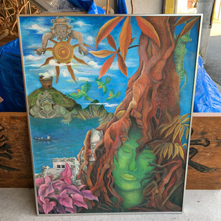 アクリル画　題名　マヤの精霊　の画像