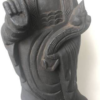大型　古い木彫 彫刻 　観音様の一刀彫り　仏教美術 中国　骨董　　高さ90cm の画像