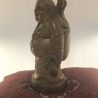 古い木彫 彫刻 　布袋様の一刀彫り　仏教美術 中国　骨董　　高さ40cmの画像