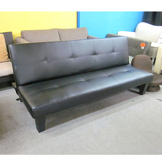 札幌【ソファベッド】幅165cm ブラック 黒 合皮 合成皮革 ソファー