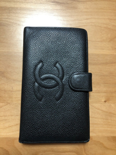 CHANELシャネル　黒革がま口長財布　シリアルナンバーシール有