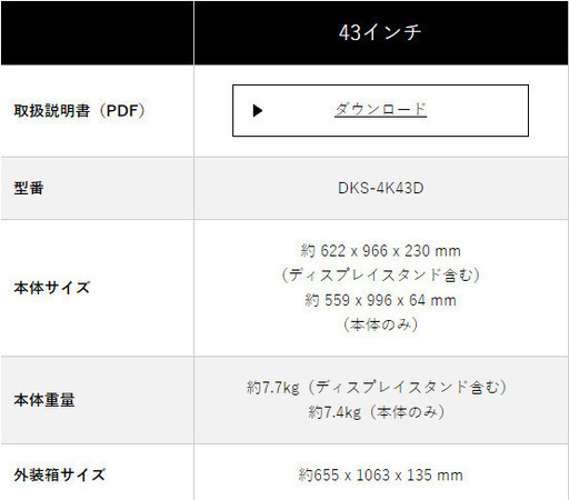 【美品・半額！！】DMM.make モニター ディスプレイ DKS-4K43D 43インチモニター　Amazonで45,513円で購入